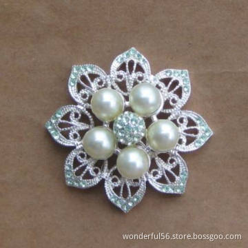 Silver flower diamante crystal rhinestone pearls brooches